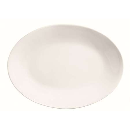 WORLD TABLEWARE Porcelana Rolled Edge 13.5"x10" Bright White Oval Coupe Platter, PK12 840-530R-30